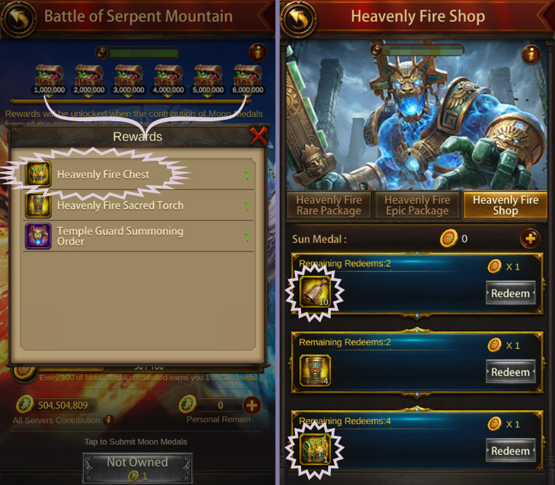 Get Heavenly Fire Chest and Moon Bell in Battle of Serpent Mountain